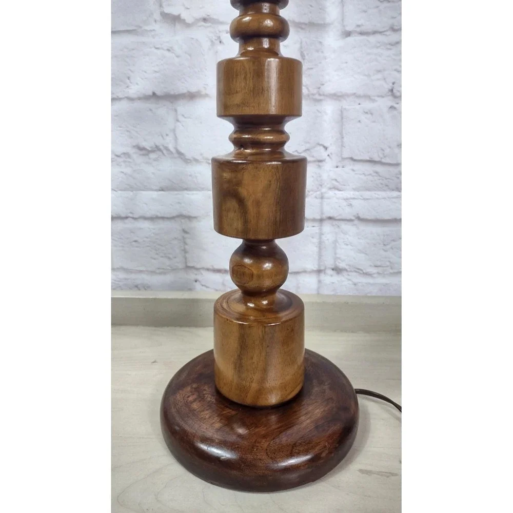 Vintage Wooden Table Lamp Base Retro Turned Wood Cottagecore Granny 1960's Chic